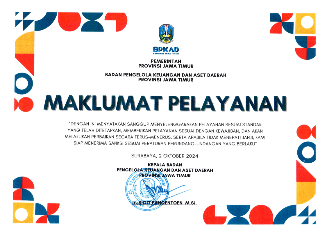 Maklumat Pelayanan BPKAD